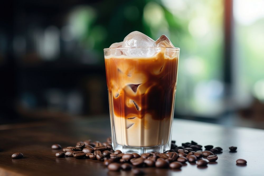 Iced coffee drink glass cafe. AI generated Image by rawpixel.