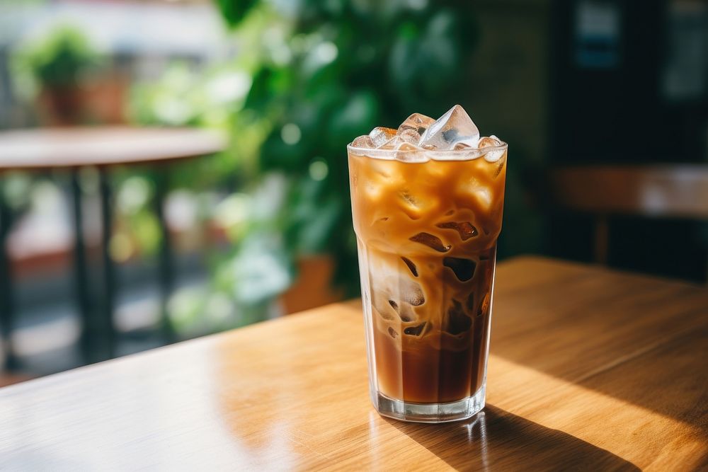 Iced coffee drink glass refreshment. AI generated Image by rawpixel.