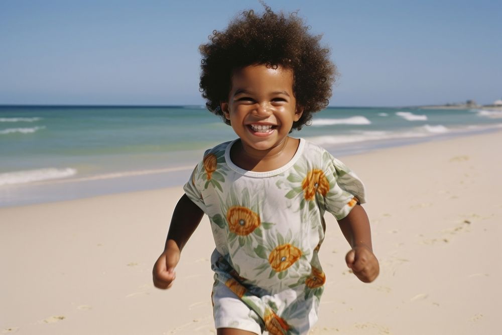 African american beach portrait outdoors. AI generated Image by rawpixel.