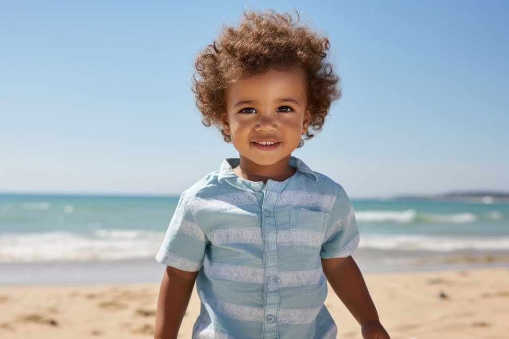 Diversity toddler portrait outdoors summer. 