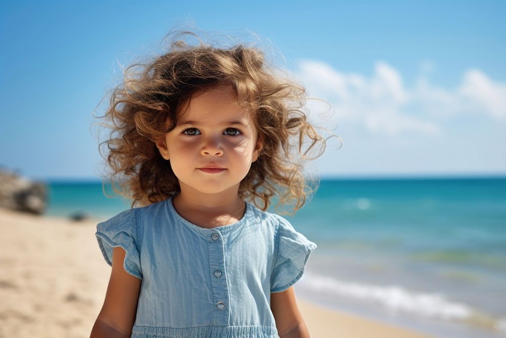 Diversity toddler summer beach child. 