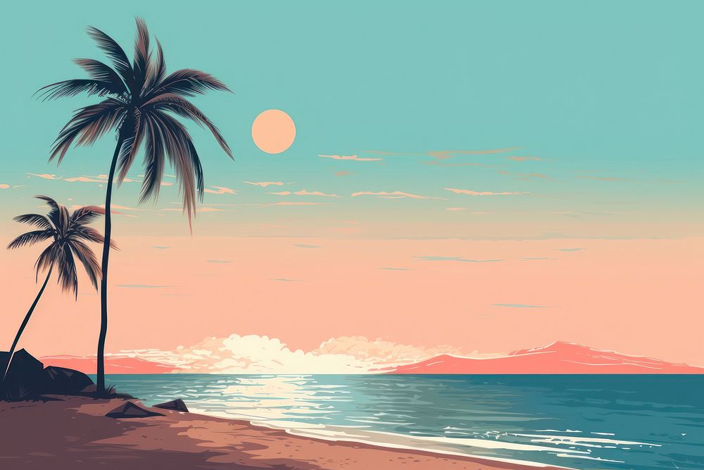 Beach tree outdoors horizon. AI generated Image by rawpixel.