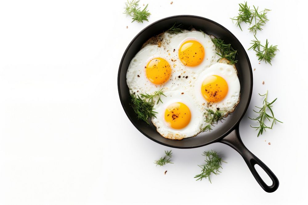 Fried eggs breakfast skillet food. 