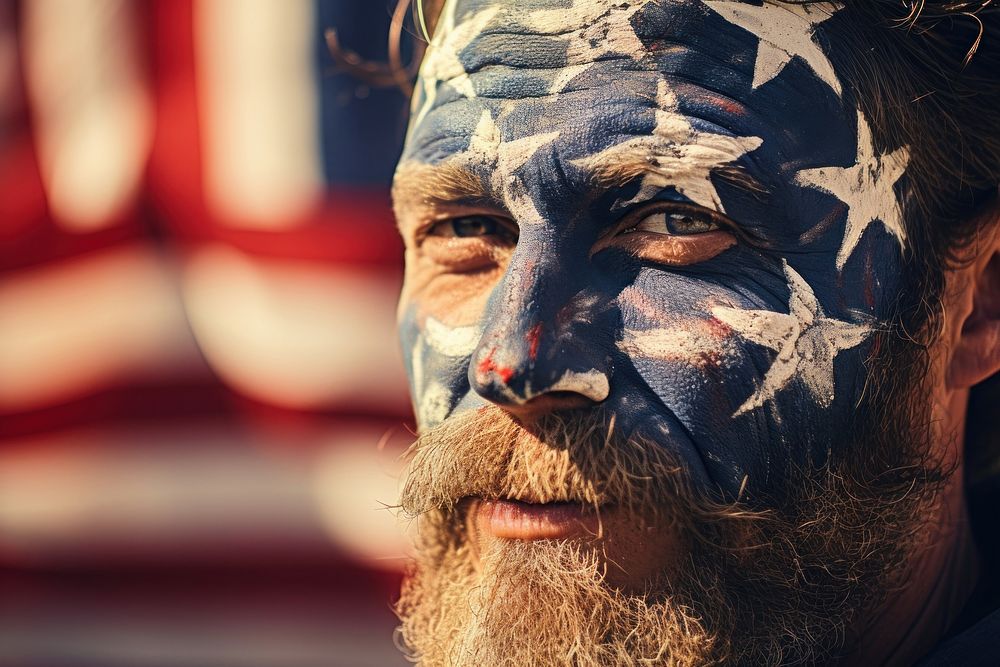 Flag portrait adult beard. AI generated Image by rawpixel.