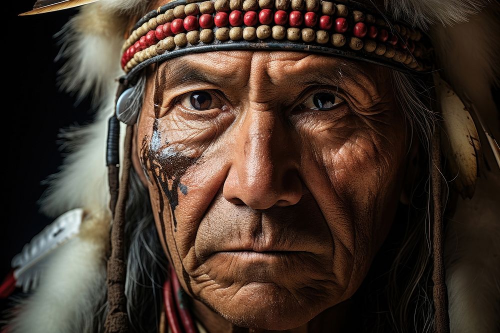 Native american tribe adult portrait. 