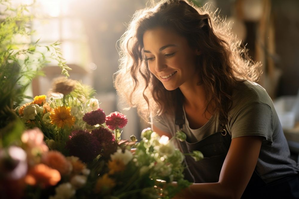 Florist portrait flower adult. AI generated Image by rawpixel.