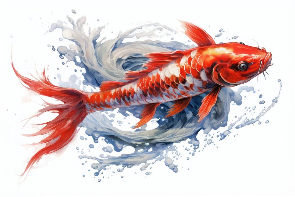 Japanese visky drawing animal fish. AI generated Image by rawpixel.