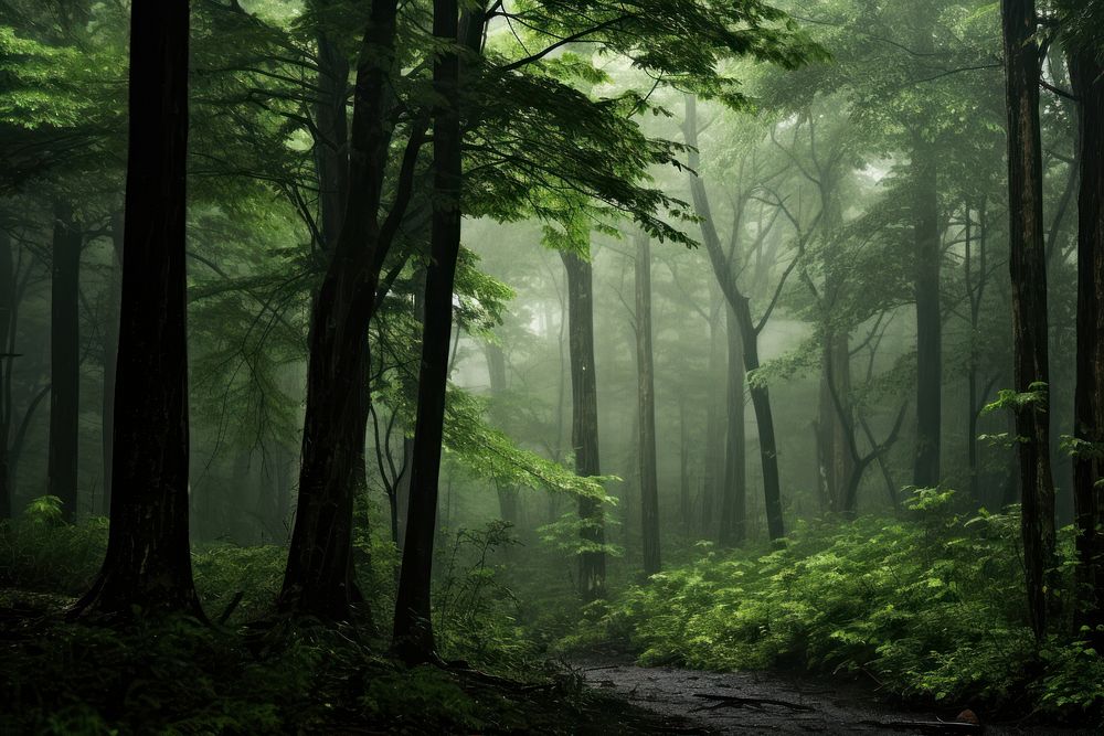 Forest tree vegetation landscape. AI generated Image by rawpixel.