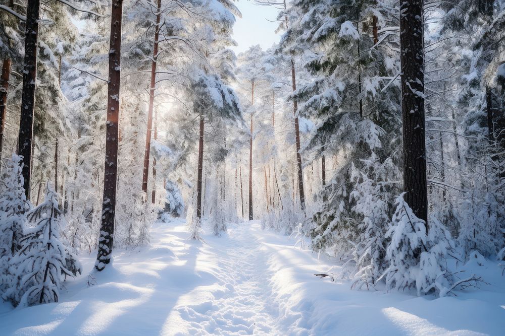 Winter forest landscape outdoors. AI generated Image by rawpixel.
