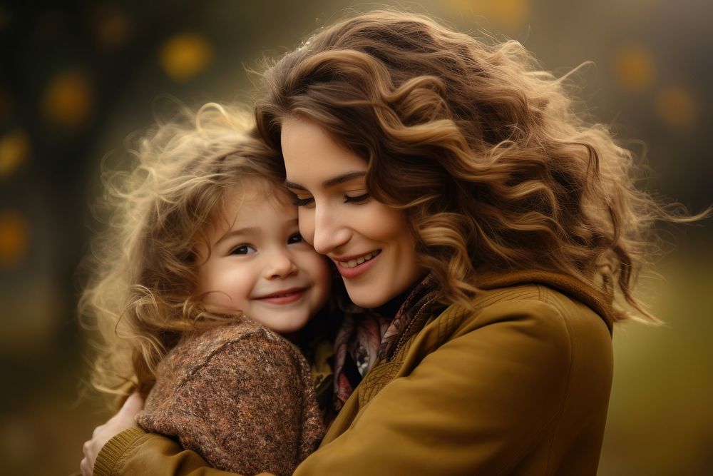 Daughter hugging mother portrait photo happy. AI generated Image by rawpixel.