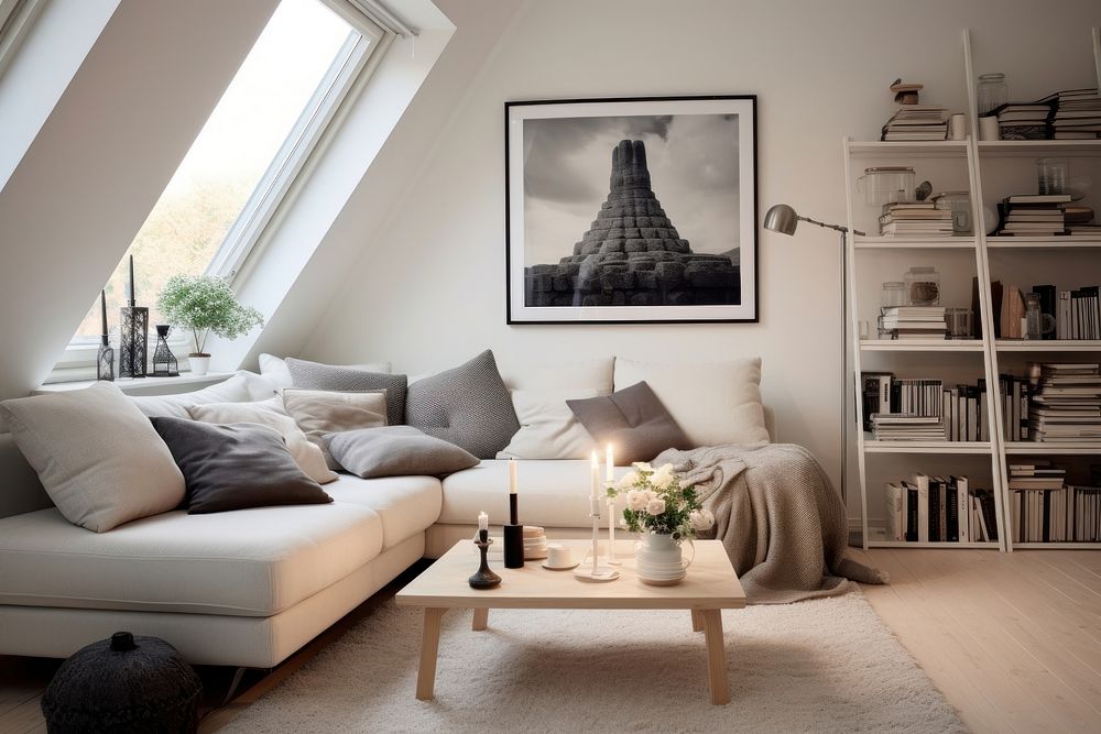 Nordic style living room house architecture furniture. AI generated Image by rawpixel.