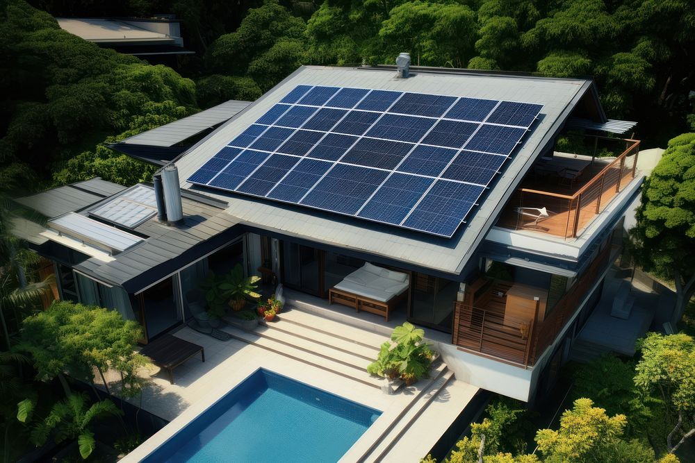 Solar panels outdoors house plant. AI generated Image by rawpixel.