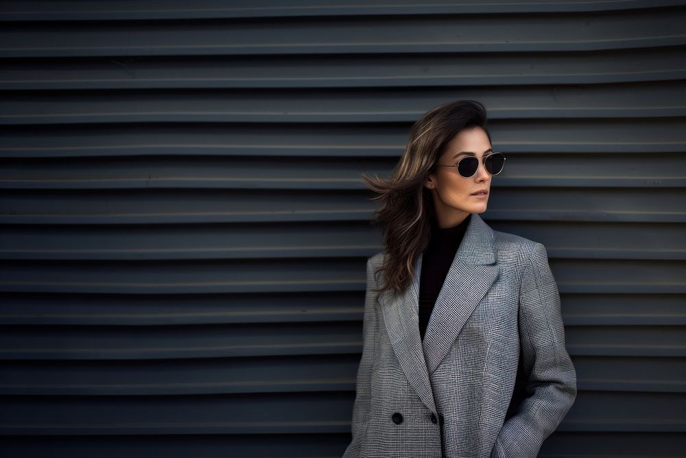 Hispanic businesswoman coat sunglasses standing. AI generated Image by rawpixel.
