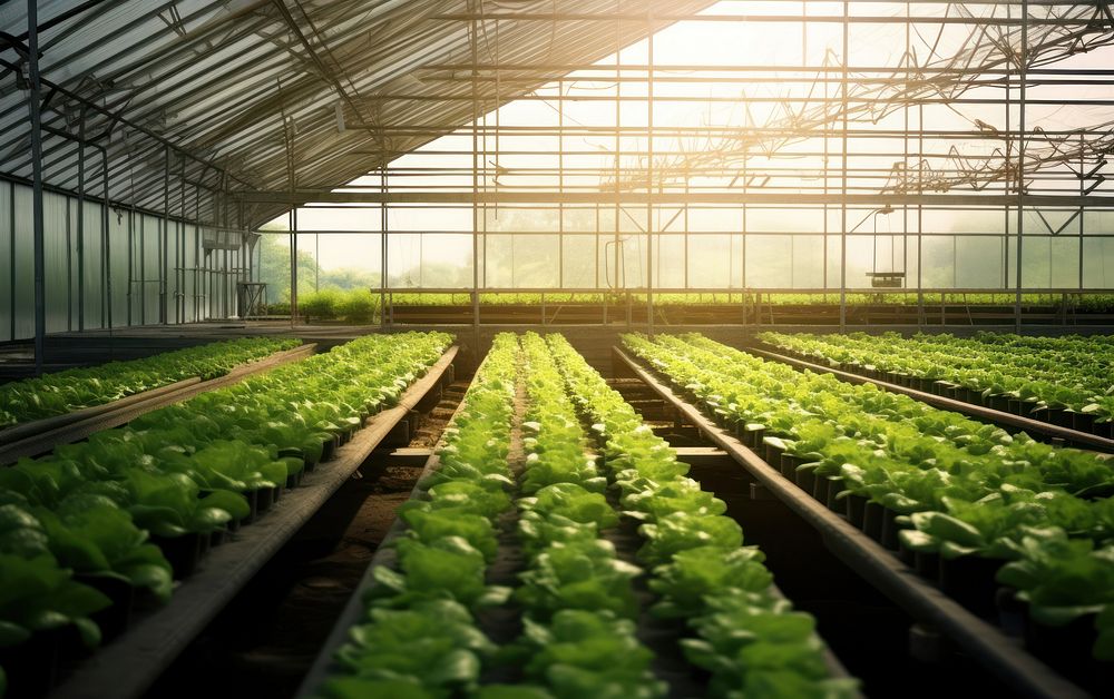 Lettuce greenhouse gardening outdoors. 