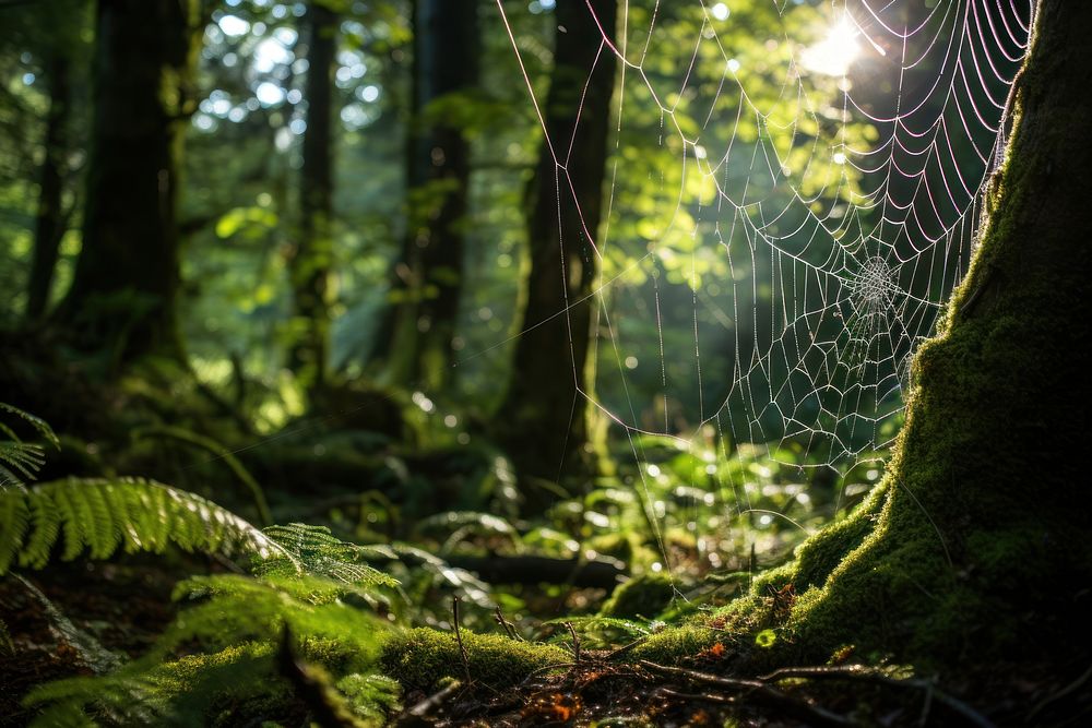 Spider web forest tree vegetation. AI generated Image by rawpixel.