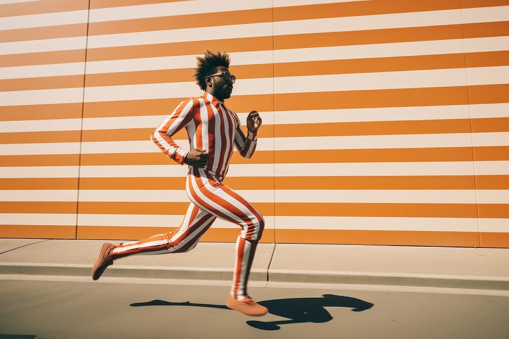 African american man run striped adult architecture. AI generated Image by rawpixel.