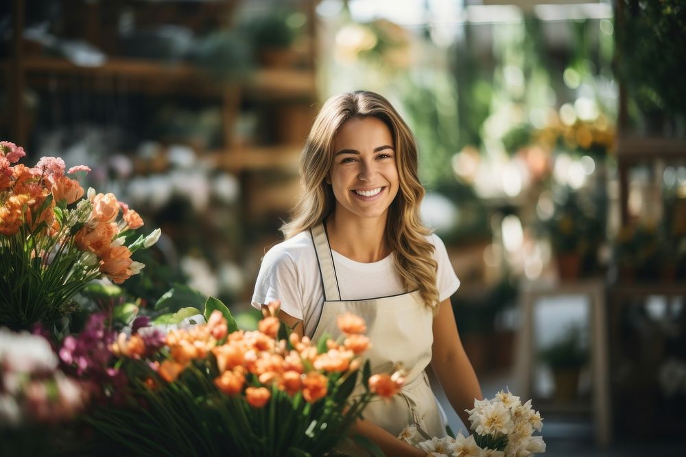Female florist flower gardening outdoors. AI generated Image by rawpixel.