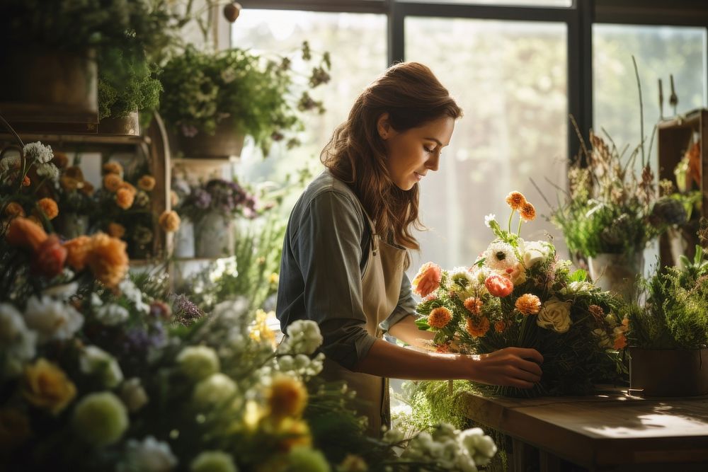 Florist flower nature adult. AI generated Image by rawpixel.