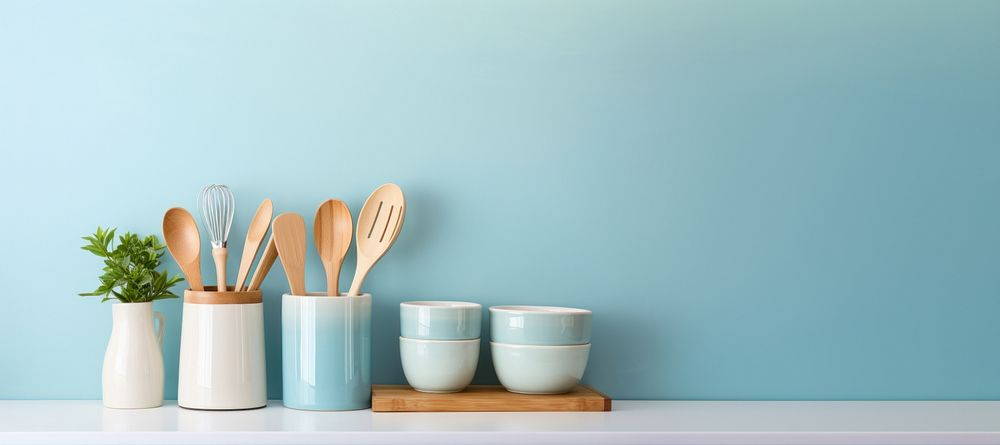 Kitchen spoon blue arrangement. AI generated Image by rawpixel.