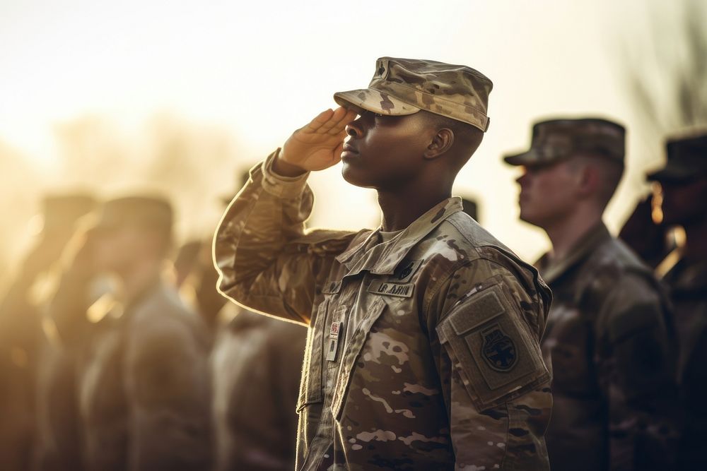 American armys salute military soldier adult. AI generated Image by rawpixel.