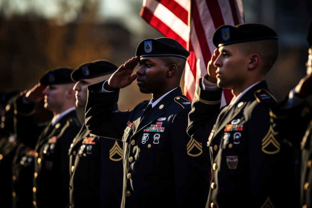American armys salute military officer adult. AI generated Image by rawpixel.