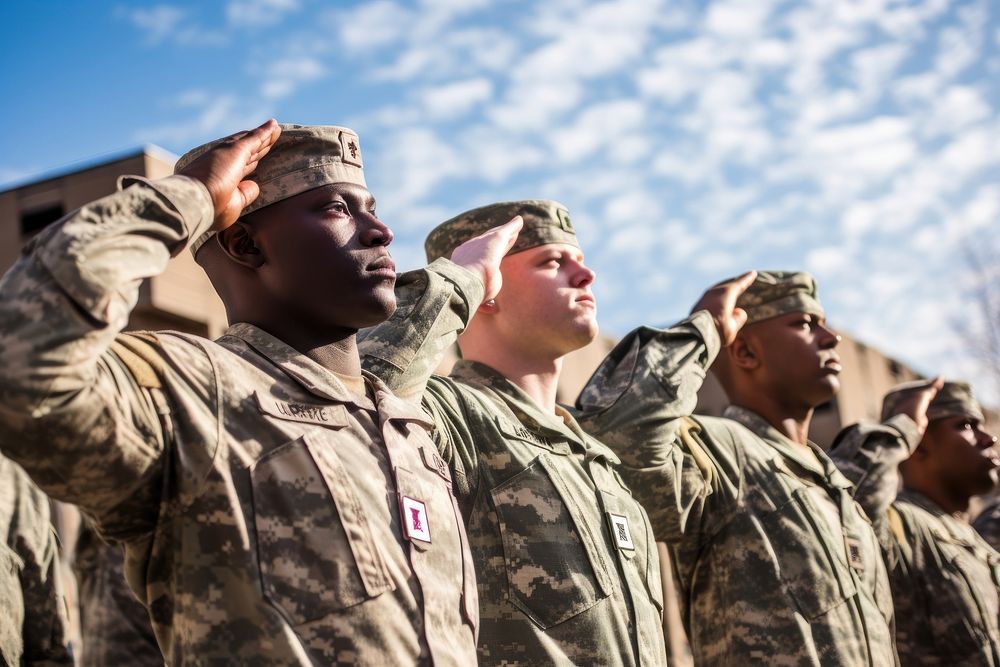 American armys salute military soldier adult. AI generated Image by rawpixel.