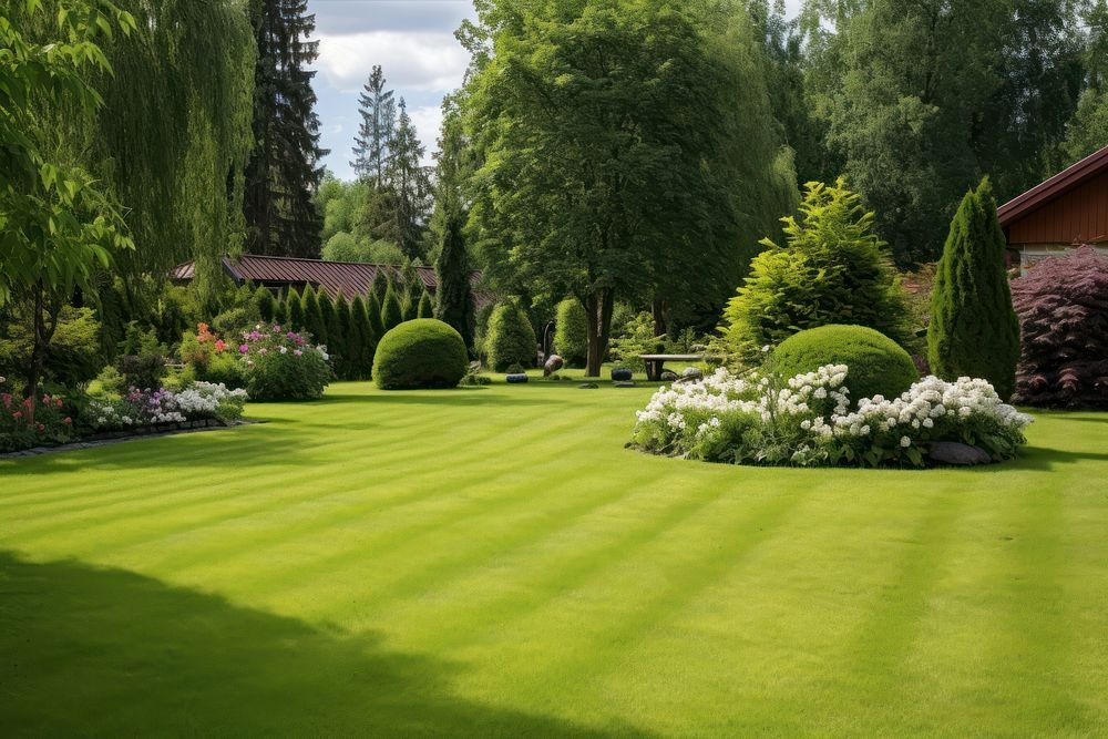 Freshly Mowed Lawn garden lawn outdoors. AI generated Image by rawpixel.