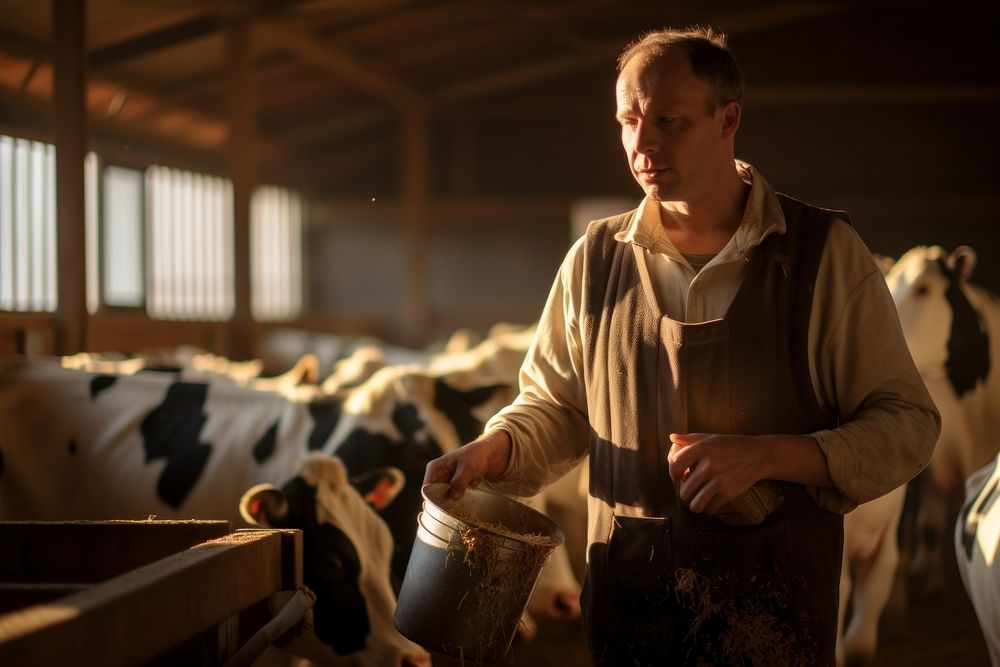 Farmer cow livestock mammal. 