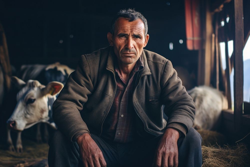 Mature farmer portrait mammal adult. AI generated Image by rawpixel.