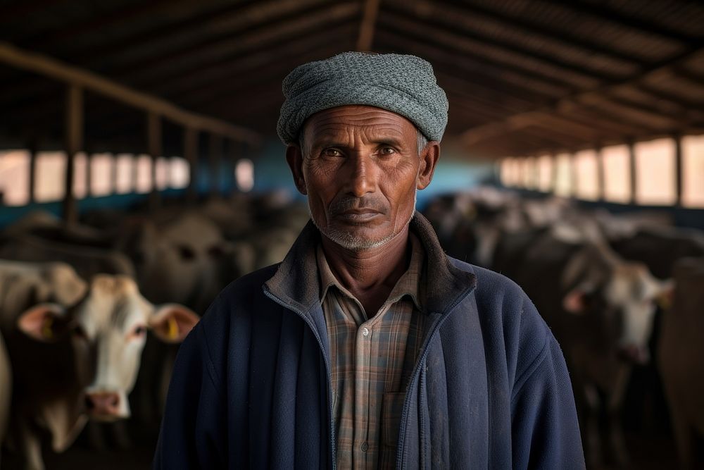 Mature farmer livestock portrait mammal. AI generated Image by rawpixel.