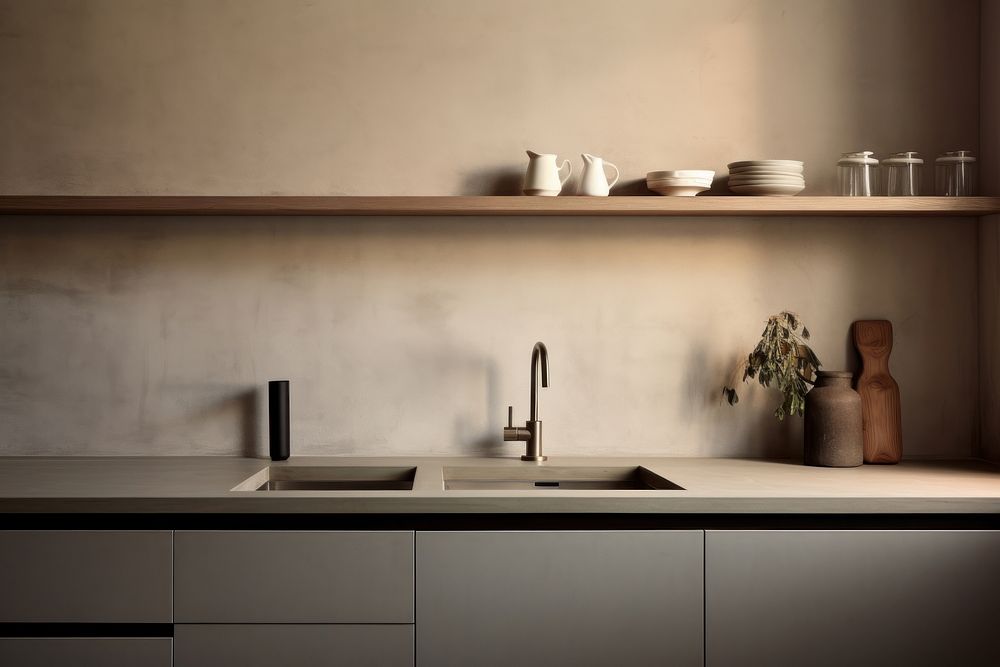 Kitchen shelf sink architecture. 