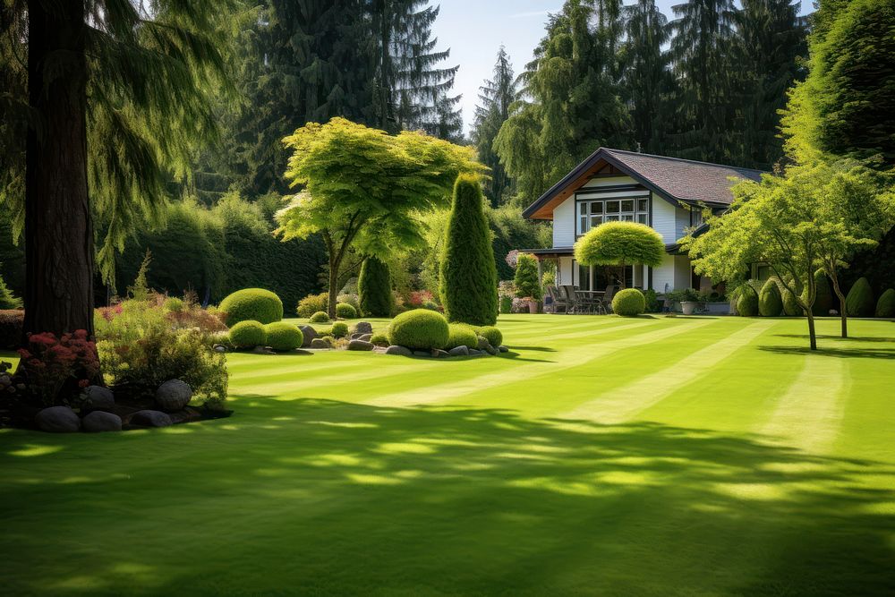 Freshly Mown Lawn garden lawn architecture. AI generated Image by rawpixel.