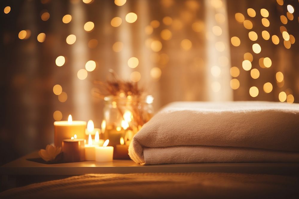 Defocused candle light spa. AI generated Image by rawpixel.