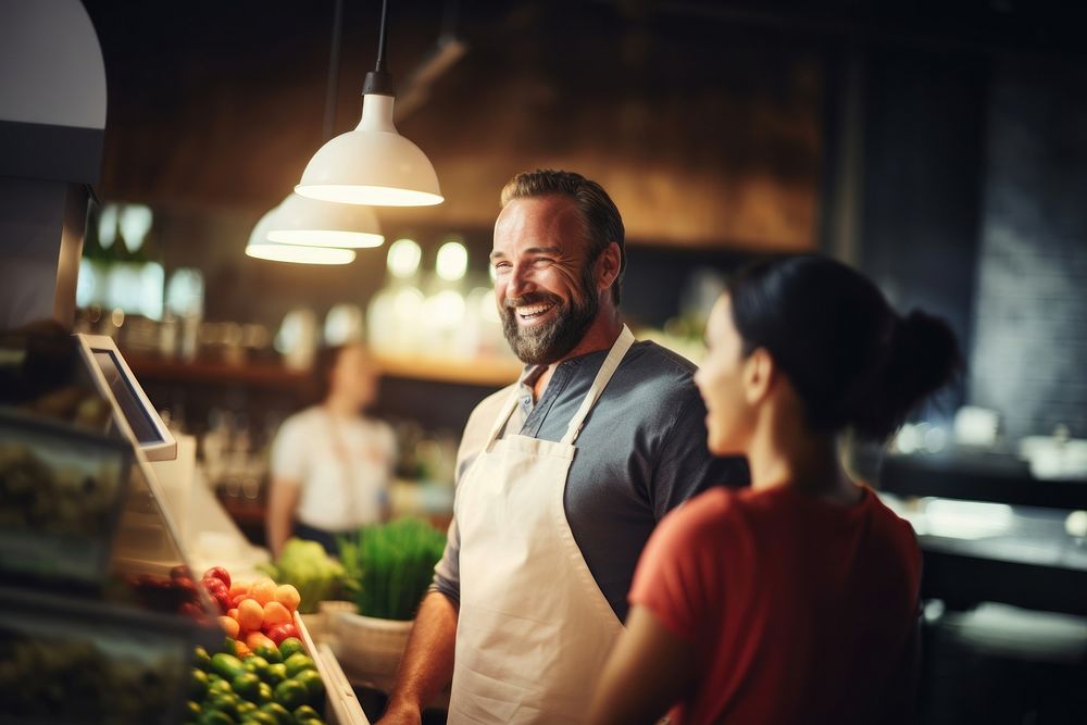 A Cheerful shop owner entrepreneur cheerful standing. AI generated Image by rawpixel.