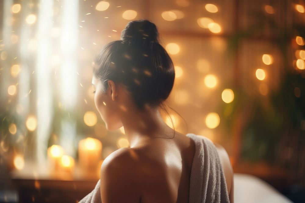 Defocused adult light woman. 