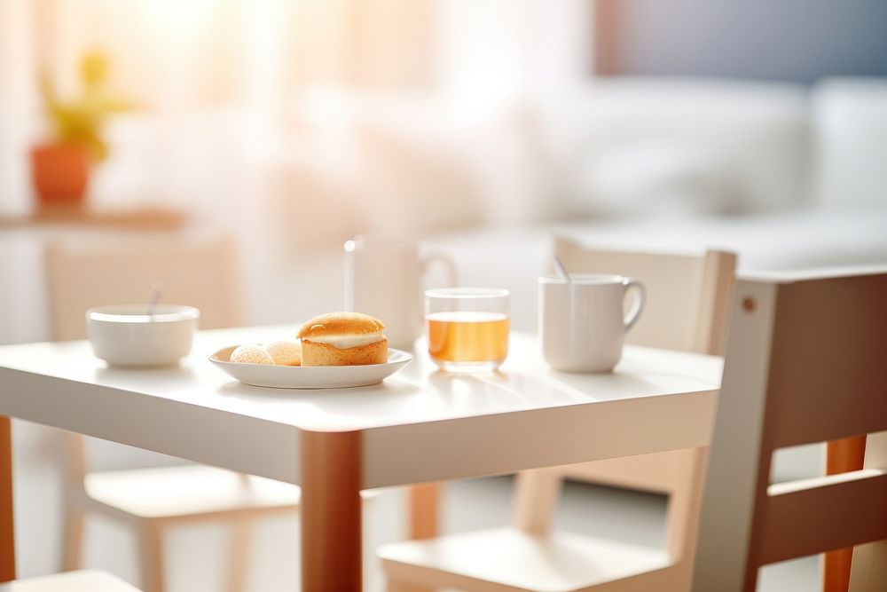 A breakfast table food room furniture. AI generated Image by rawpixel.