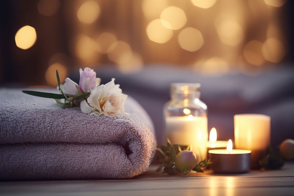 A spa candle light spirituality. AI generated Image by rawpixel.