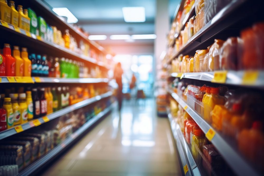A supermarket aisle shopping store grocery store. AI generated Image by rawpixel.