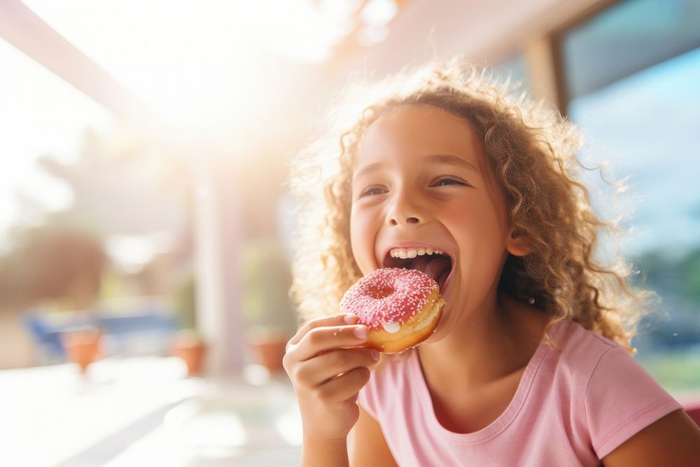 Eating portrait biting child. AI generated Image by rawpixel.