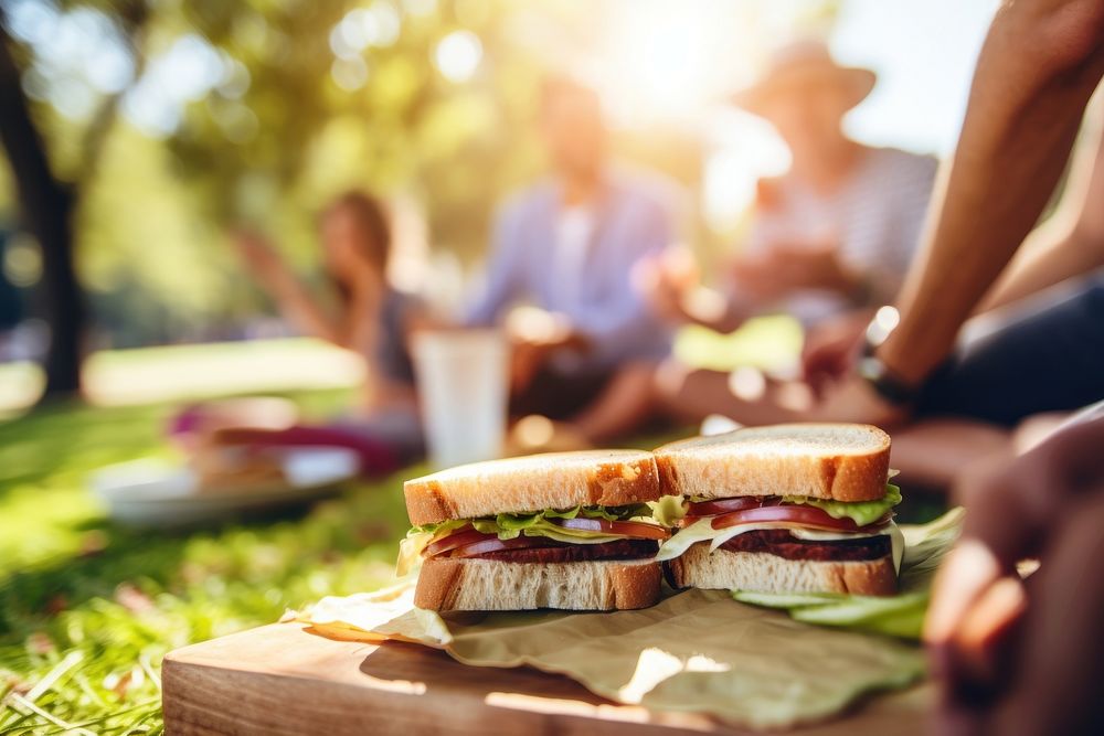 Sandwich summer picnic eating. 