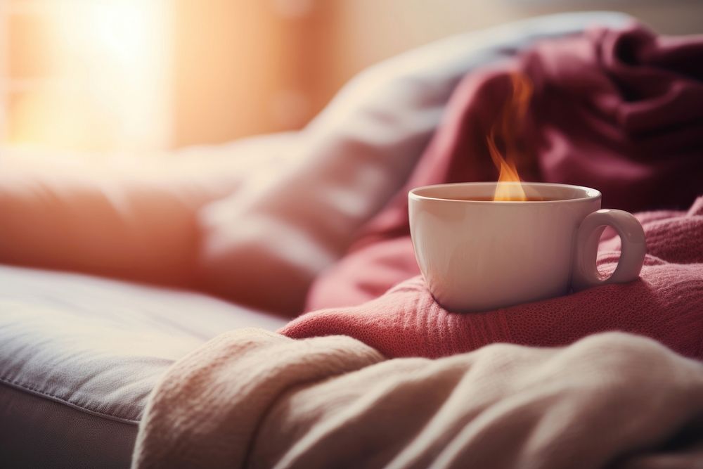 Coffee cup blanket drink. 