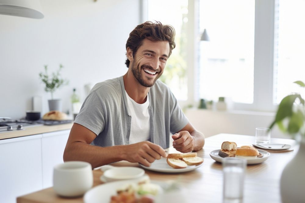 Food breakfast sitting kitchen. AI generated Image by rawpixel.