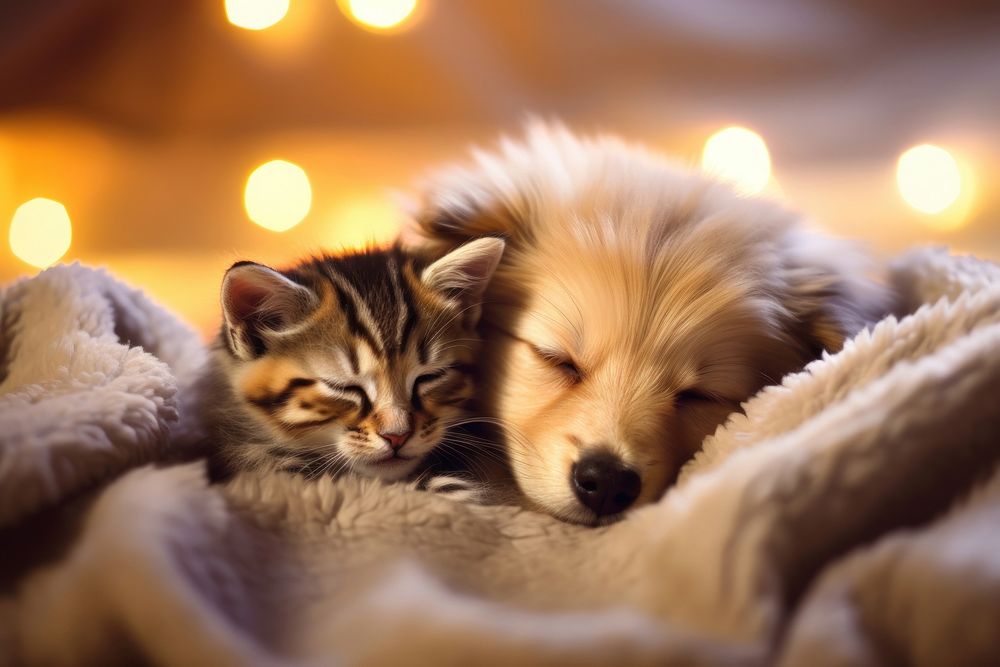 Blanket animal kitten sleeping. AI generated Image by rawpixel.