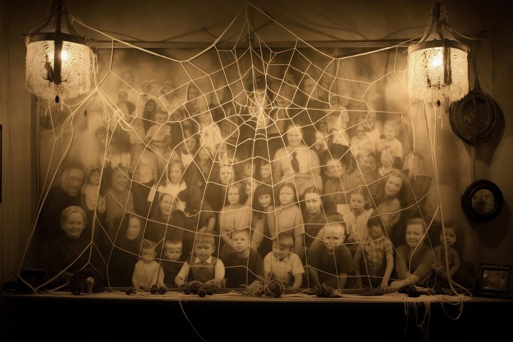 Spider web hanging face art. AI generated Image by rawpixel.