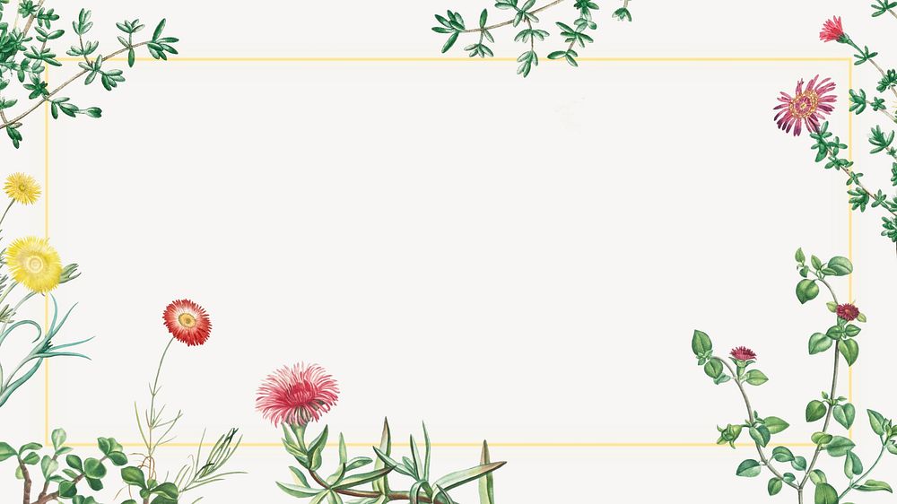 Colorful spring flowers desktop wallpaper, off-white frame background