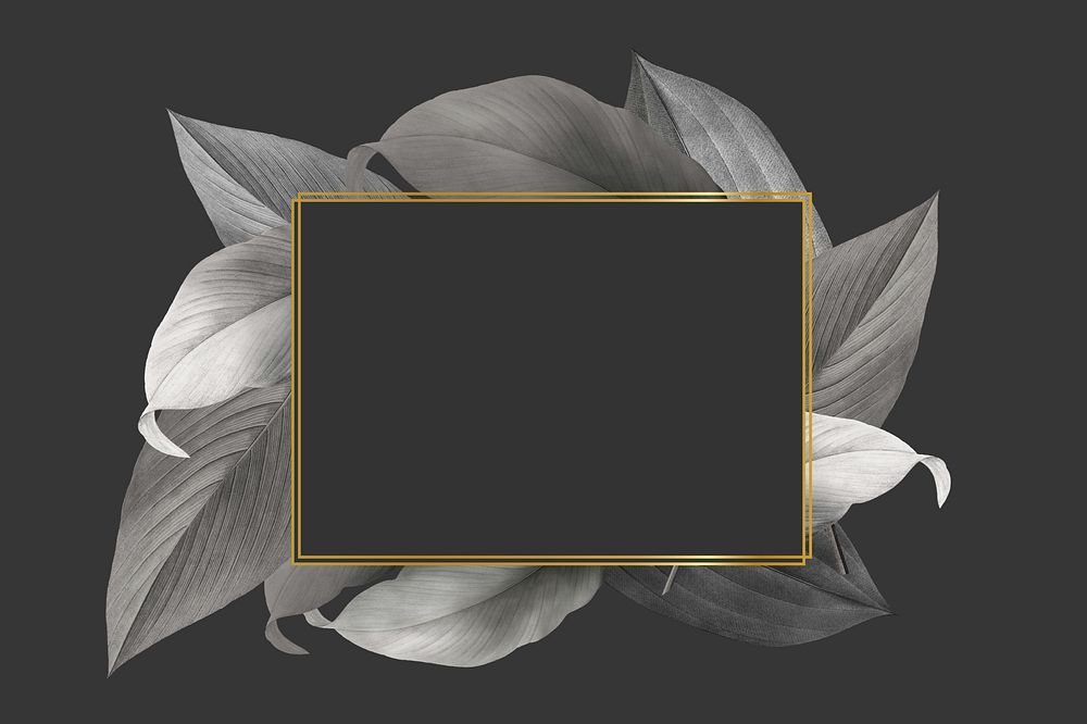 Gray leaf gold frame