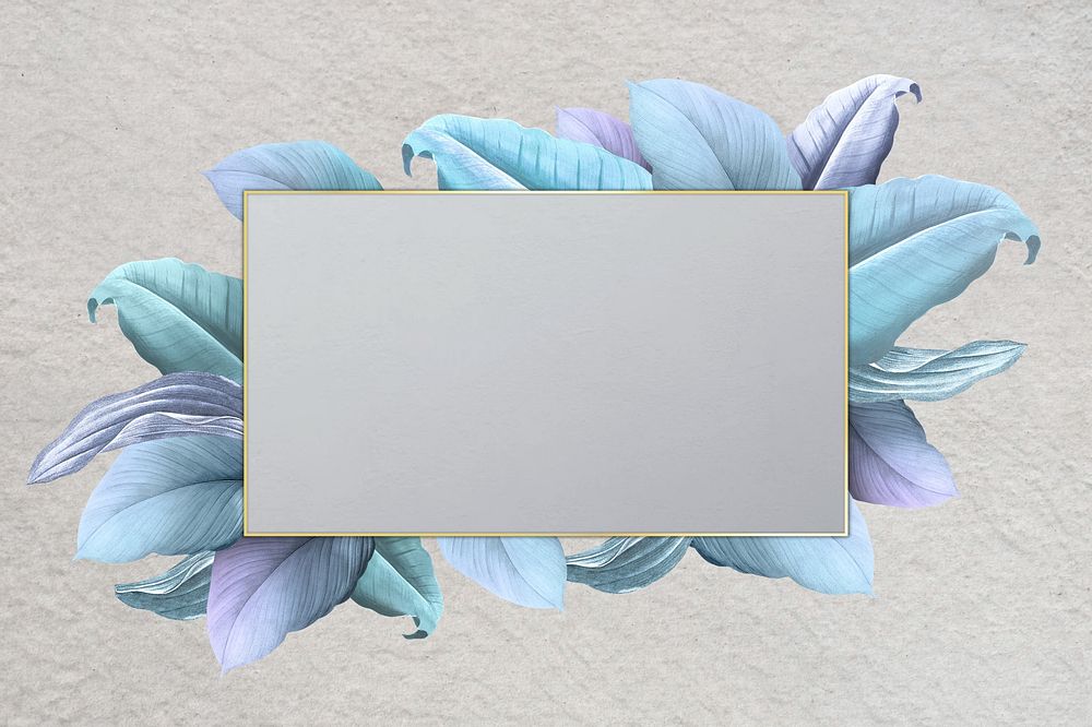 Pastel blue leaf gold frame