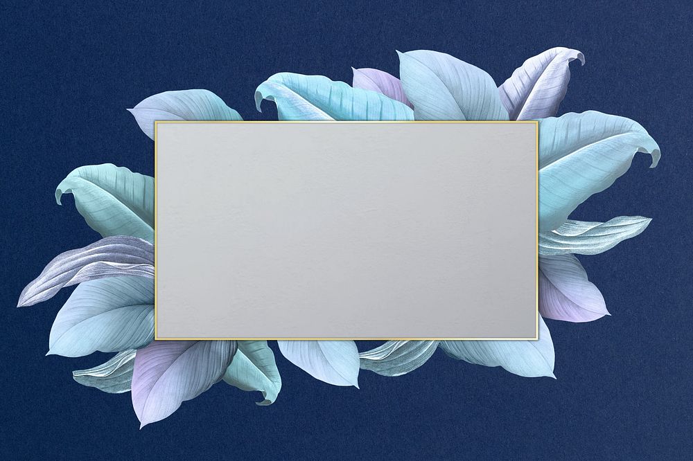 Pastel blue leaf gold frame