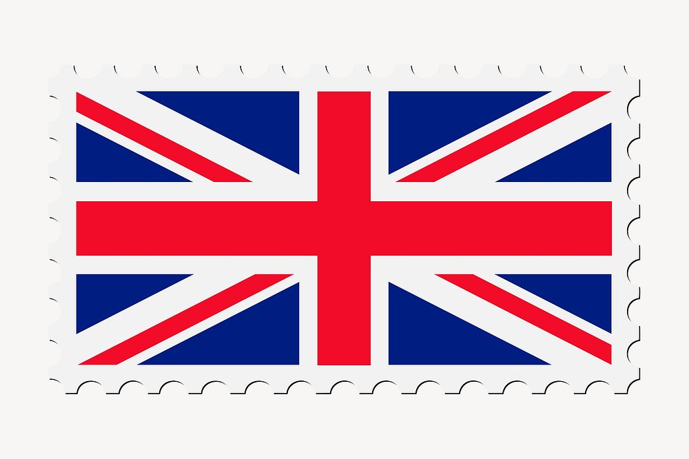 British flag stamp clipart, national symbol illustration. Free public domain CC0 image.