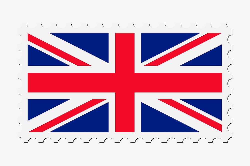 British flag stamp sticker, national symbol illustration psd. Free public domain CC0 image.